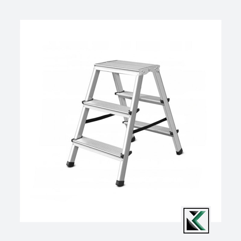 Aluminium ladder dubbelzijdig opvouwbare trap 2x3 treden 125 Kg