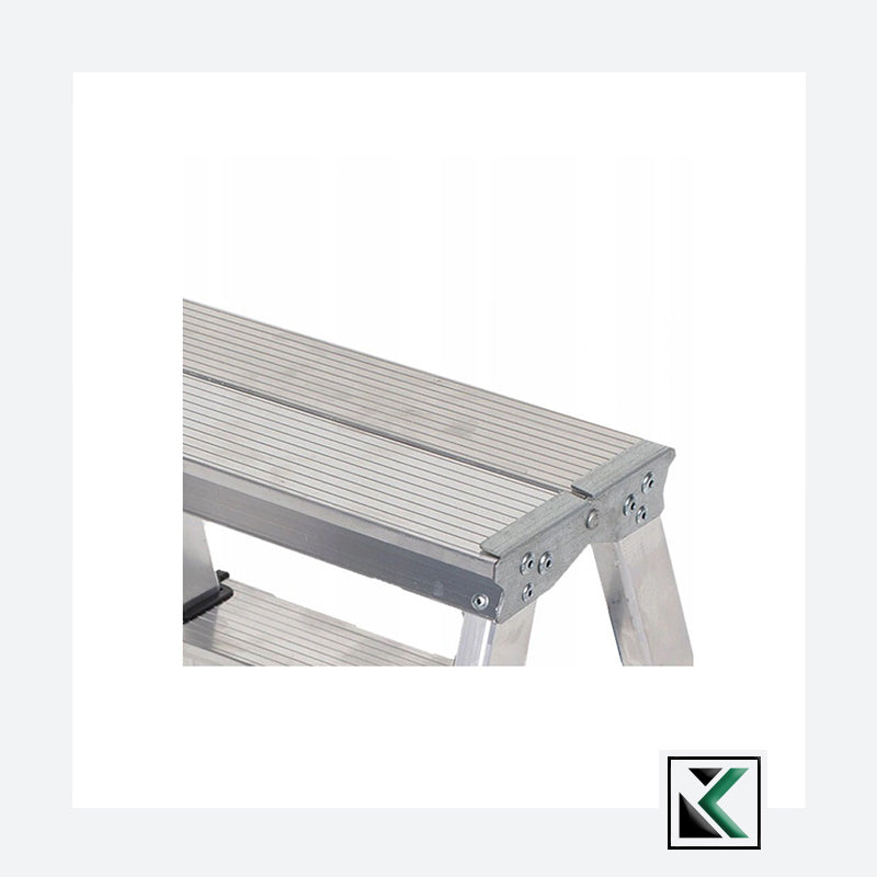 Aluminium ladder dubbelzijdig opvouwbare trap 2x7 treden 125 Kg