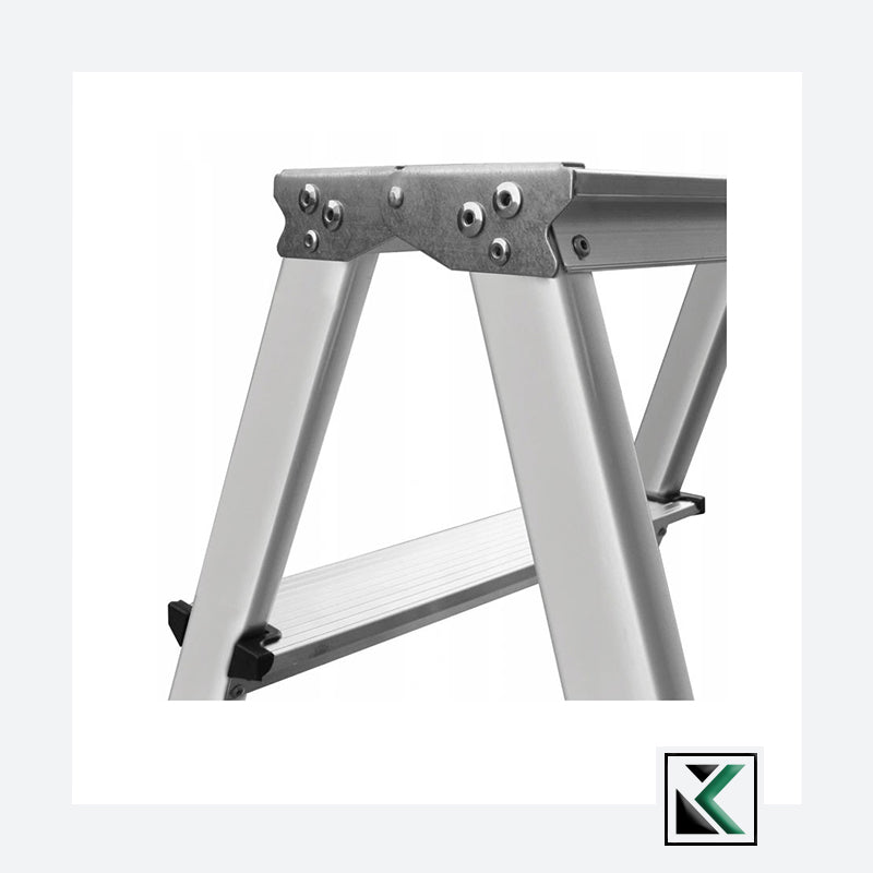 Aluminium ladder dubbelzijdig opvouwbare trap 2x7 treden 125 Kg