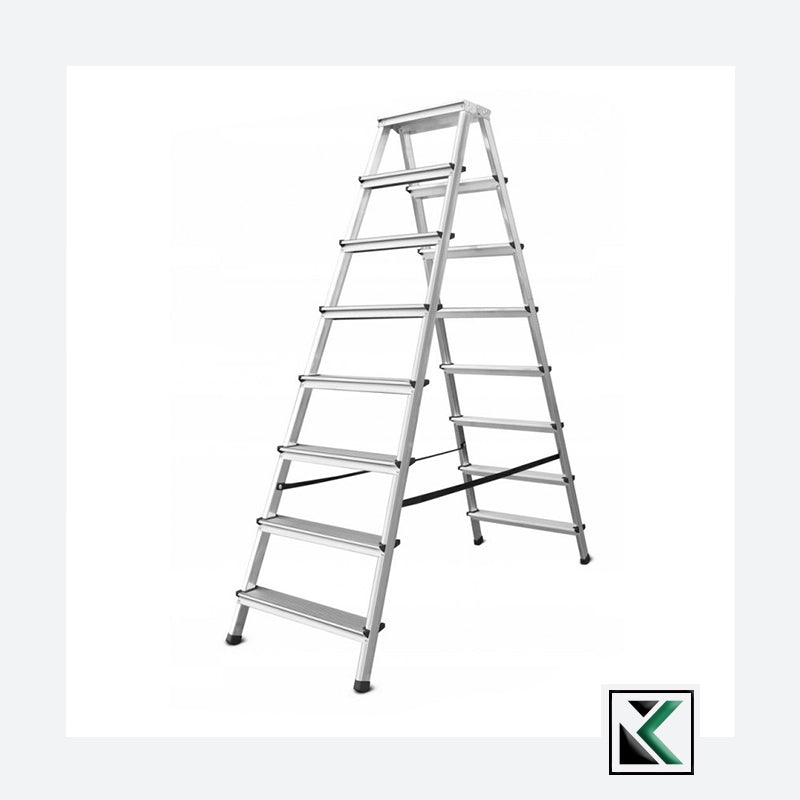 Aluminium ladder dubbelzijdig opvouwbare trap 2x8 treden 125 Kg