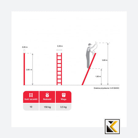 Aluminium leunladder basic 1x10 150kg