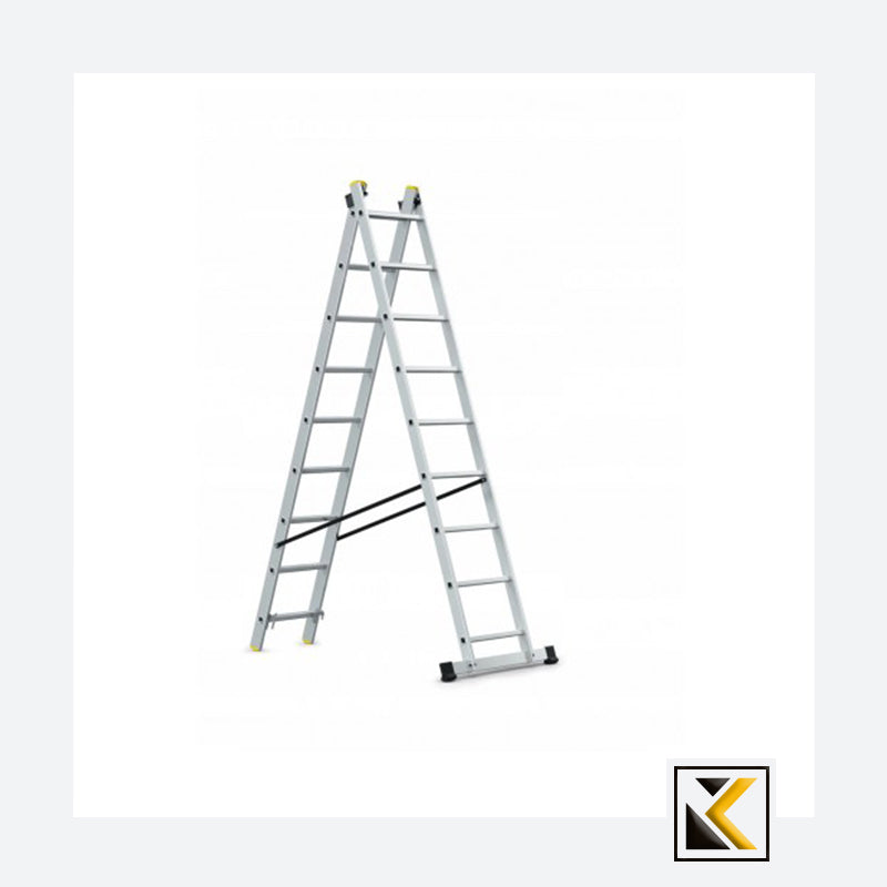 Multifunctionele aluminium ladder 2-delig 2x9 150kg