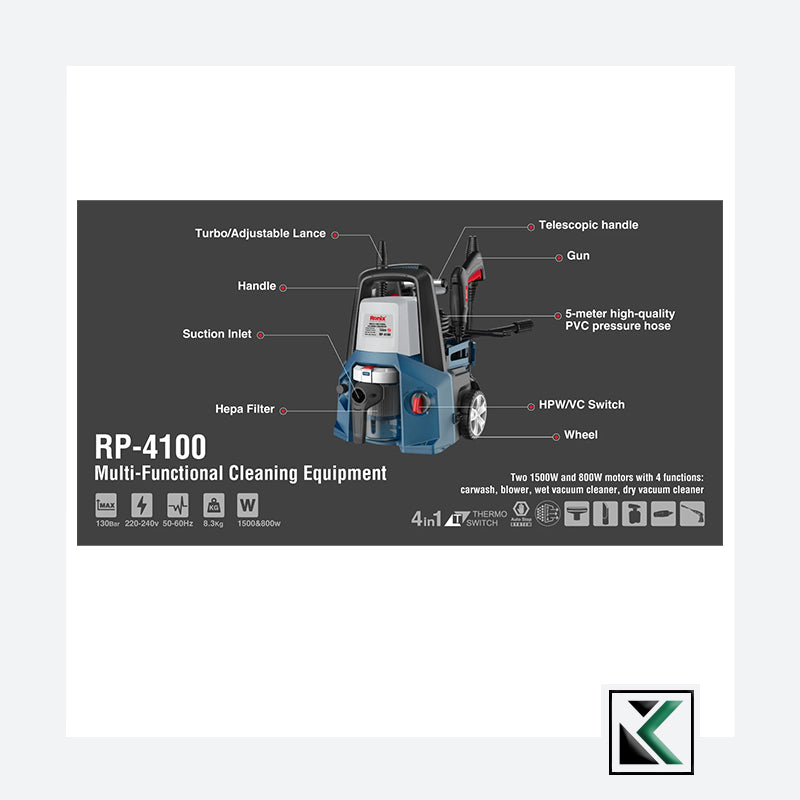 Multifunctionele hogedrukreiniger (4in1) 130bar-1400W