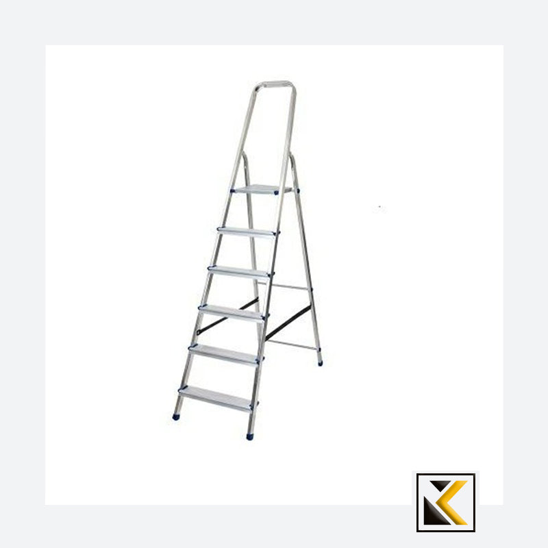 Vrijstaande aluminium ladder met 6 treden